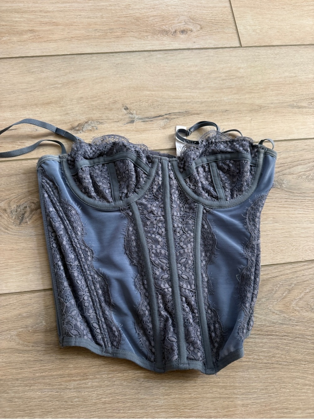 Urban Outfitters Gray Lace Bustier Corset Top